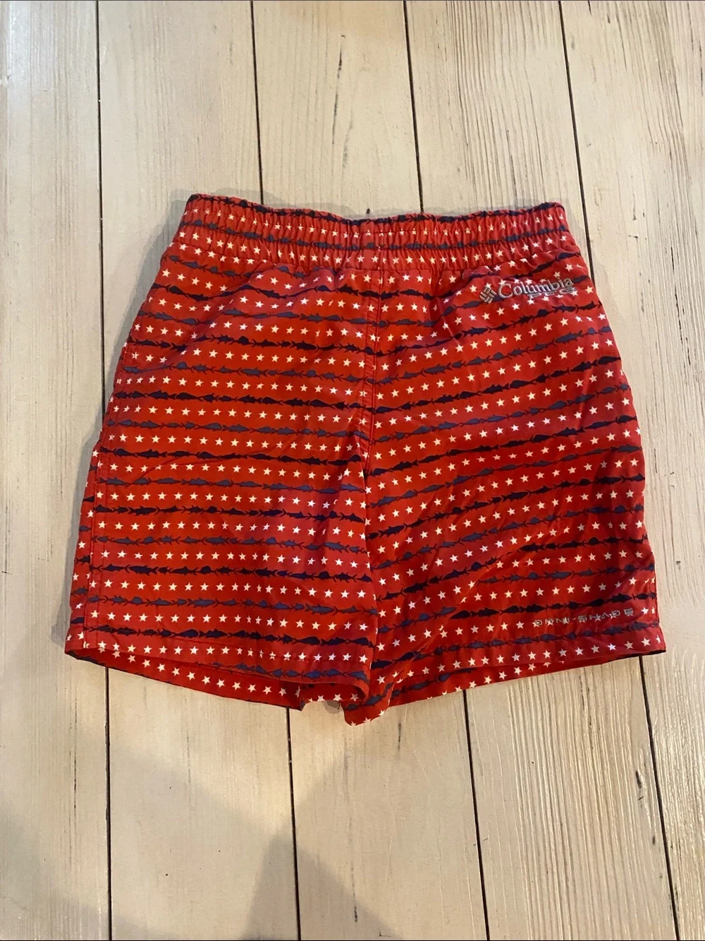 Columbia Red Star-Stripe Kids Swim Trunks